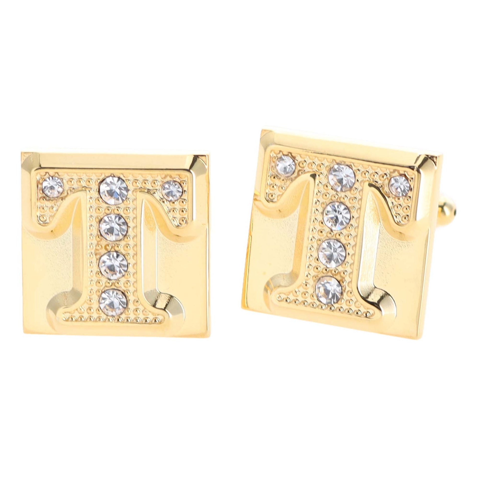 Rhinestone Initial Cufflinks in a Gift Box (A to Z) by Vittorio Vico (ini2044 - TG) for Independent Retail Stores by Dubal Brothers
