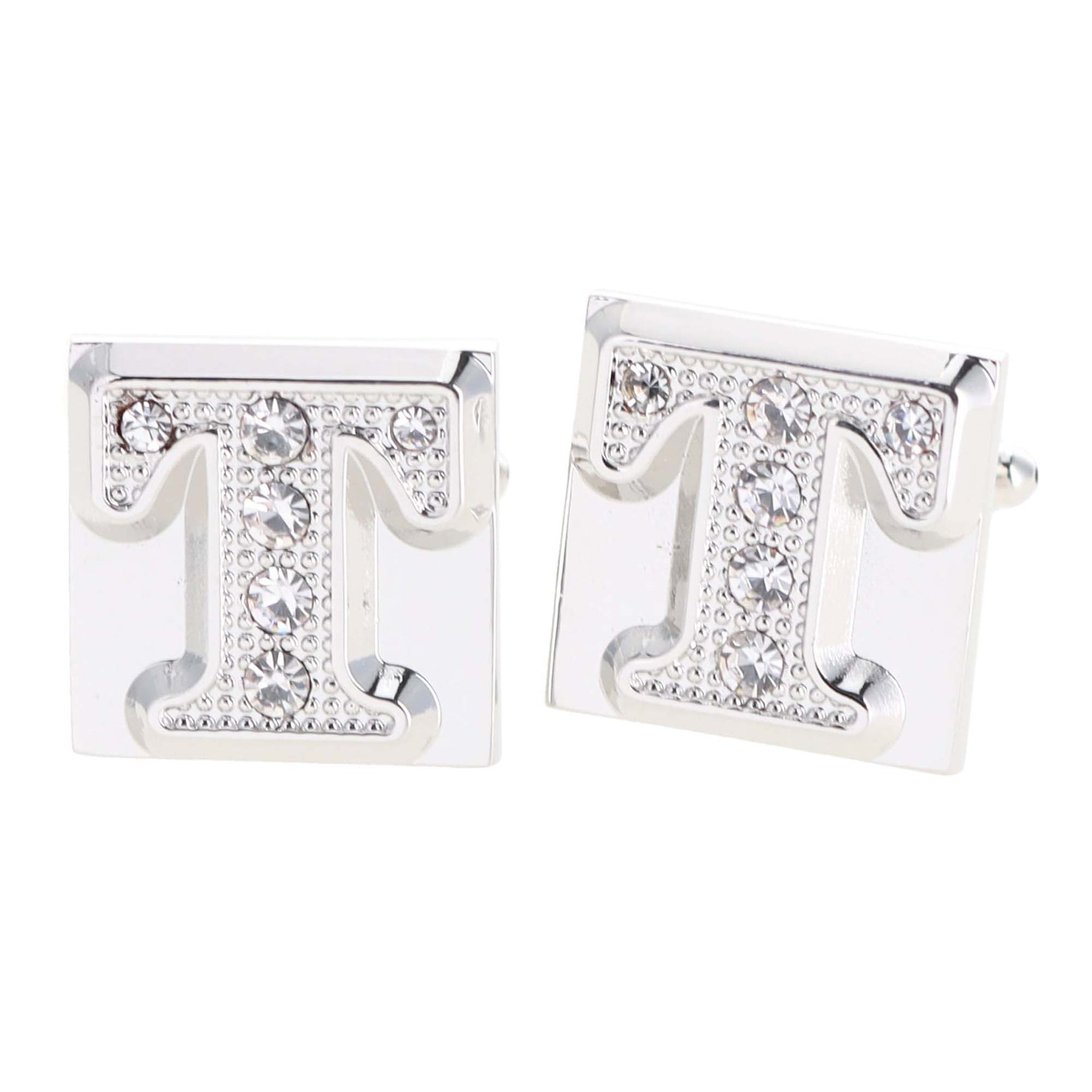 Rhinestone Initial Cufflinks in a Gift Box (A to Z) by Vittorio Vico (ini2044 - TS) for Independent Retail Stores by Dubal Brothers