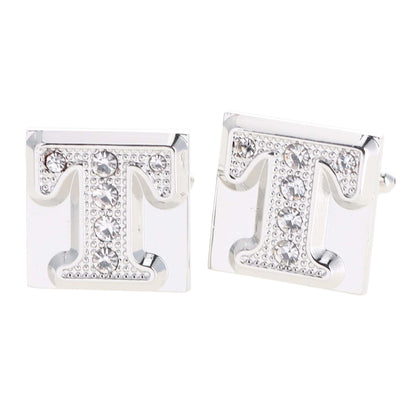 Rhinestone Initial Cufflinks in a Gift Box (A to Z) by Vittorio Vico (ini2044 - TS) for Independent Retail Stores by Dubal Brothers
