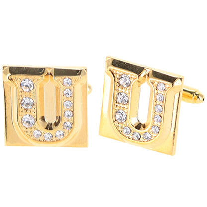 Rhinestone Initial Cufflinks in a Gift Box (A to Z) by Vittorio Vico (ini2044 - UG) for Independent Retail Stores by Dubal Brothers