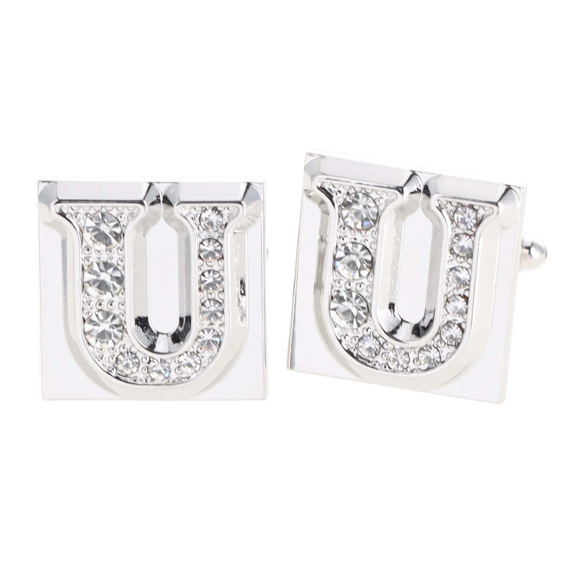 Rhinestone Initial Cufflinks in a Gift Box (A to Z) by Vittorio Vico (ini2044 - US) for Independent Retail Stores by Dubal Brothers