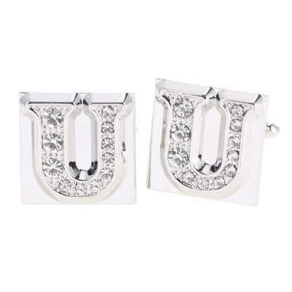 Rhinestone Initial Cufflinks in a Gift Box (A to Z) by Vittorio Vico (ini2044 - US) for Independent Retail Stores by Dubal Brothers