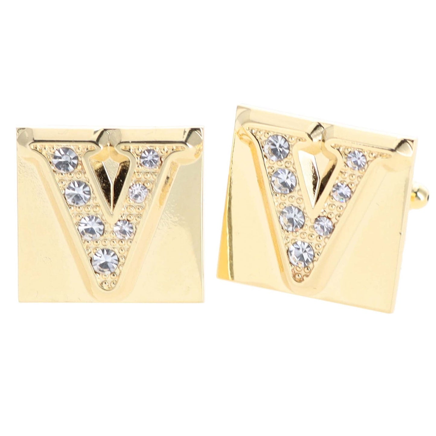 Rhinestone Initial Cufflinks in a Gift Box (A to Z) by Vittorio Vico (ini2044 - VG) for Independent Retail Stores by Dubal Brothers