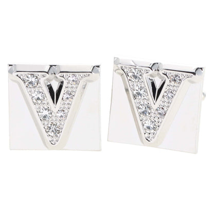 Rhinestone Initial Cufflinks in a Gift Box (A to Z) by Vittorio Vico (ini2044 - VS) for Independent Retail Stores by Dubal Brothers