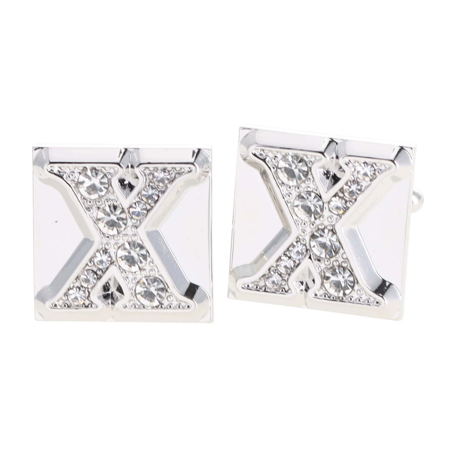 Rhinestone Initial Cufflinks in a Gift Box (A to Z) by Vittorio Vico (ini2044 - XS) for Independent Retail Stores by Dubal Brothers