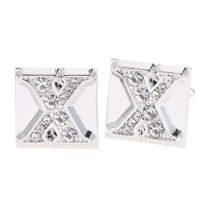 Rhinestone Initial Cufflinks in a Gift Box (A to Z) by Vittorio Vico (ini2044 - XS) for Independent Retail Stores by Dubal Brothers