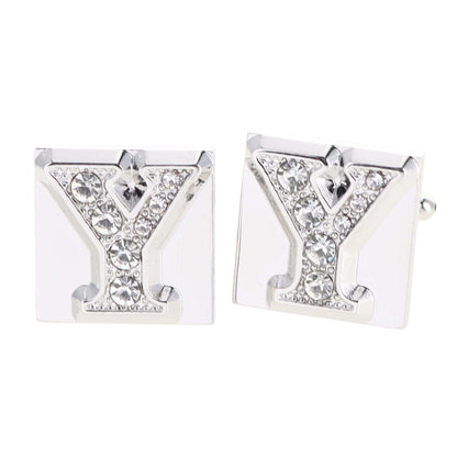 Rhinestone Initial Cufflinks in a Gift Box (A to Z) by Vittorio Vico (ini2044 - YS) for Independent Retail Stores by Dubal Brothers