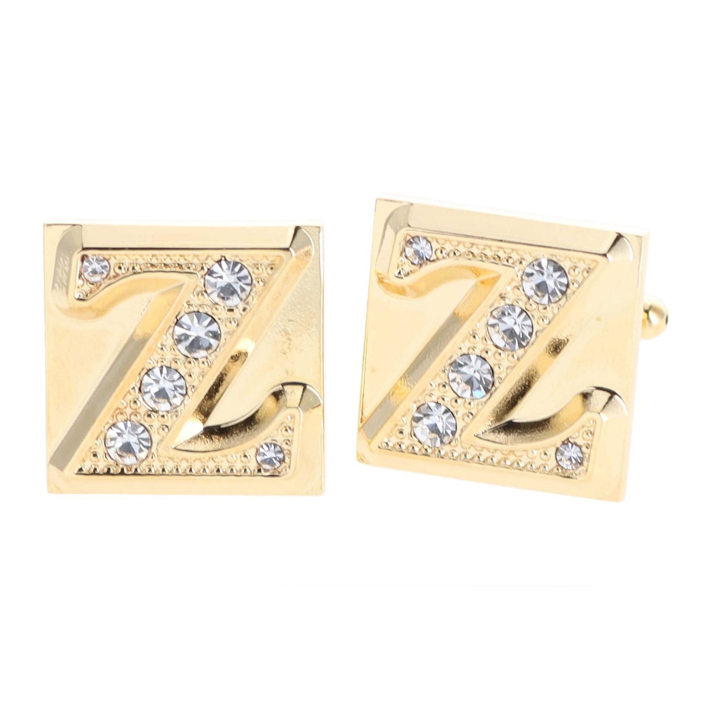 Rhinestone Initial Cufflinks in a Gift Box (A to Z) by Vittorio Vico (ini2044 - ZG) for Independent Retail Stores by Dubal Brothers