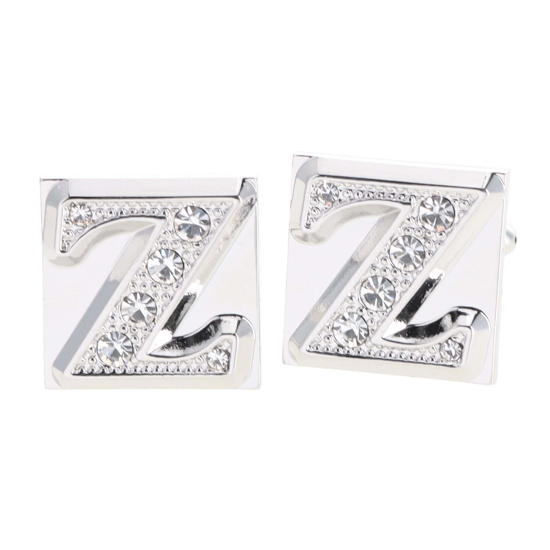 Rhinestone Initial Cufflinks in a Gift Box (A to Z) by Vittorio Vico (ini2044 - ZS) for Independent Retail Stores by Dubal Brothers