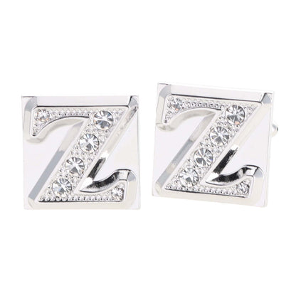 Rhinestone Initial Cufflinks in a Gift Box (A to Z) by Vittorio Vico (ini2044 - ZS) for Independent Retail Stores by Dubal Brothers