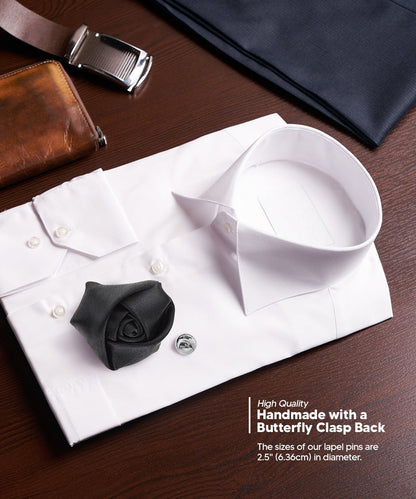 Rose Bud Flower Lapel Pin by Vittorio Vico (solidlapel - bud - black) for Independent Retail Stores by Dubal Brothers