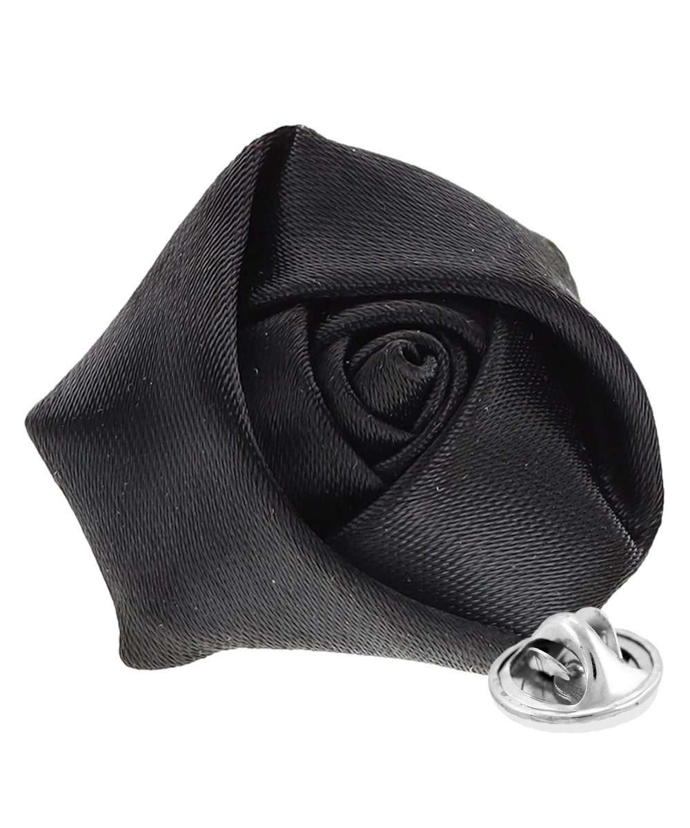 Rose Bud Flower Lapel Pin by Vittorio Vico (solidlapel - bud - black) for Independent Retail Stores by Dubal Brothers