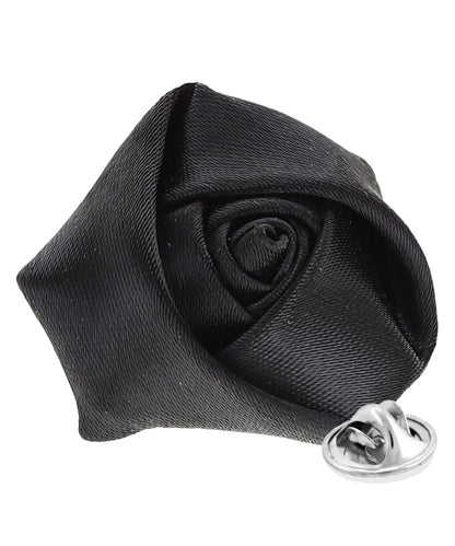 Rose Bud Flower Lapel Pin by Vittorio Vico (solidlapel - bud - black) for Independent Retail Stores by Dubal Brothers