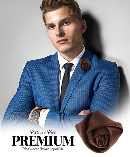 Rose Bud Flower Lapel Pin by Vittorio Vico (solidlapel - bud - brown) for Independent Retail Stores by Dubal Brothers