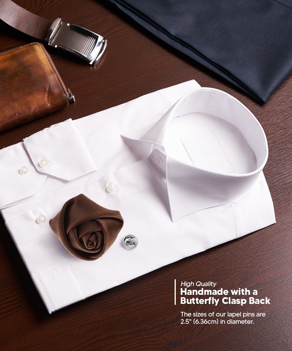 Rose Bud Flower Lapel Pin by Vittorio Vico (solidlapel - bud - brown) for Independent Retail Stores by Dubal Brothers