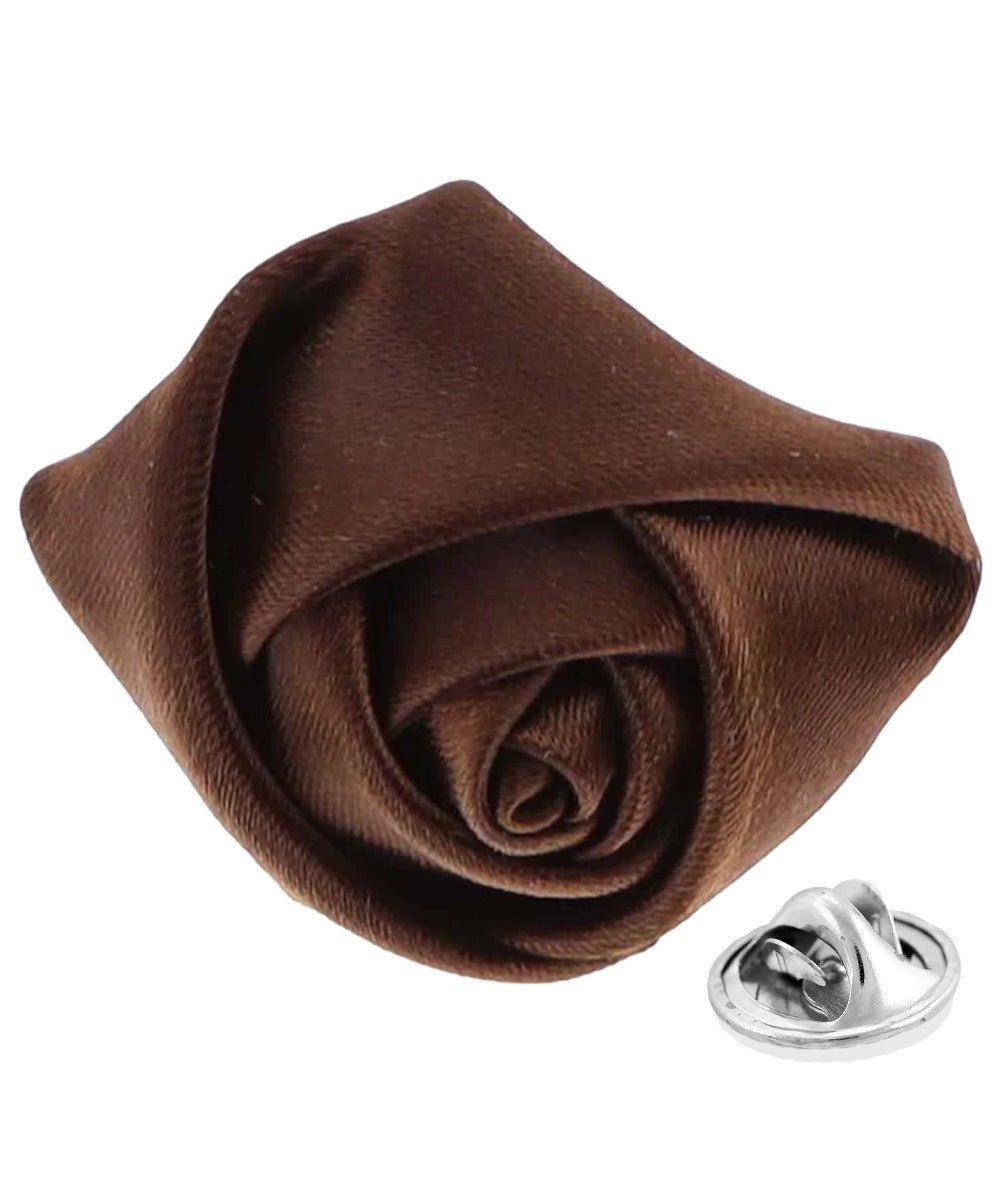 Rose Bud Flower Lapel Pin by Vittorio Vico (solidlapel - bud - brown) for Independent Retail Stores by Dubal Brothers