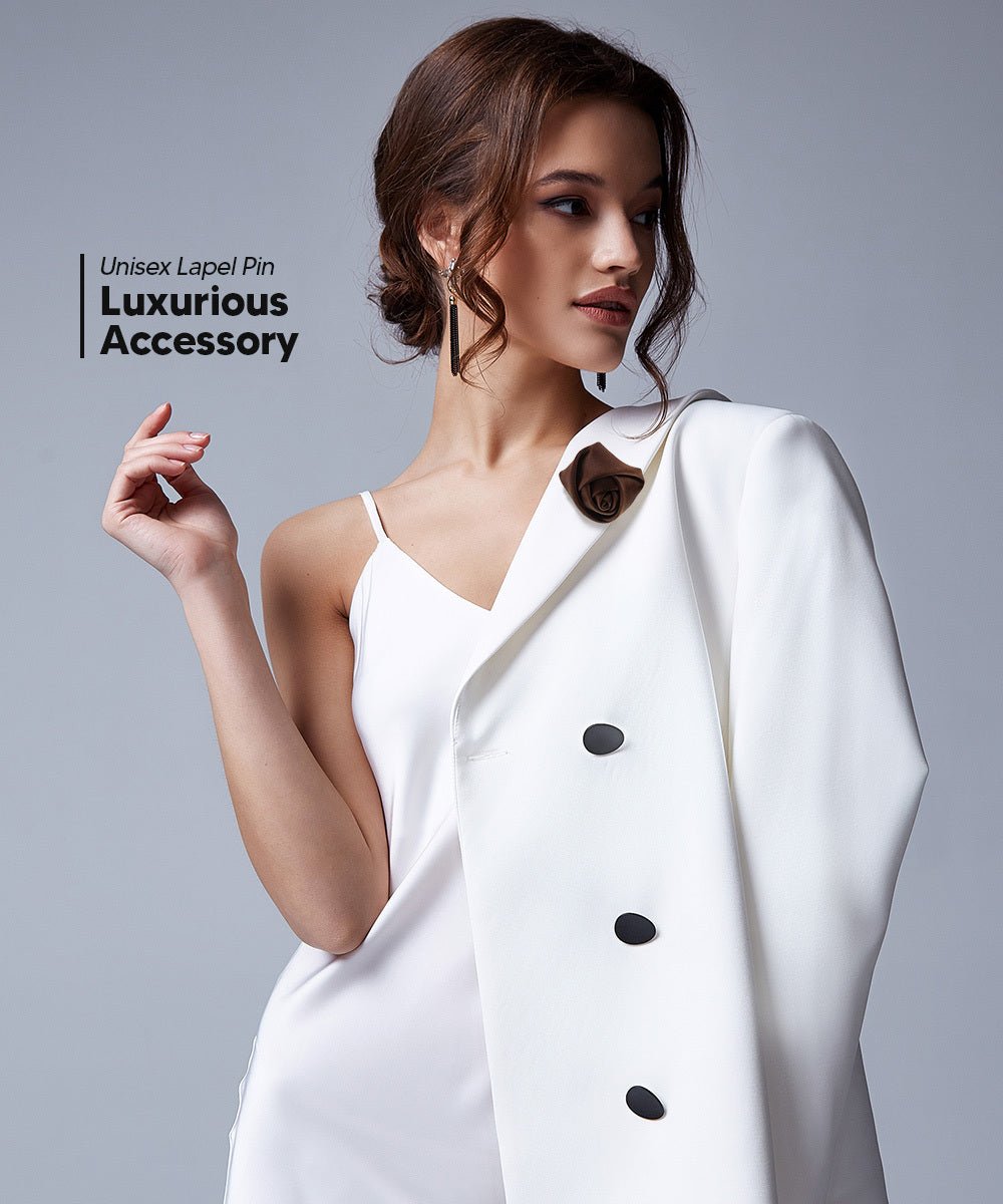 Rose Bud Flower Lapel Pin by Vittorio Vico (solidlapel - bud - brown) for Independent Retail Stores by Dubal Brothers