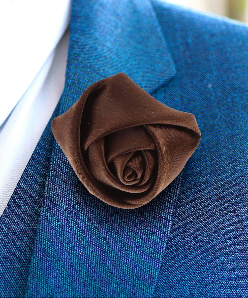 Rose Bud Flower Lapel Pin by Vittorio Vico (solidlapel - bud - brown) for Independent Retail Stores by Dubal Brothers