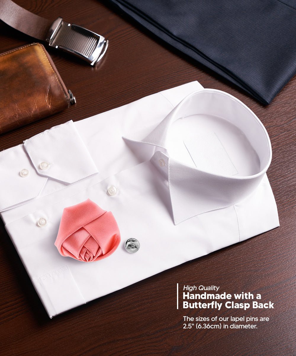 Rose Bud Flower Lapel Pin by Vittorio Vico (solidlapel - bud - coral) for Independent Retail Stores by Dubal Brothers