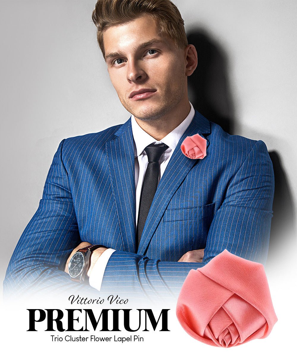 Rose Bud Flower Lapel Pin by Vittorio Vico (solidlapel - bud - coral) for Independent Retail Stores by Dubal Brothers