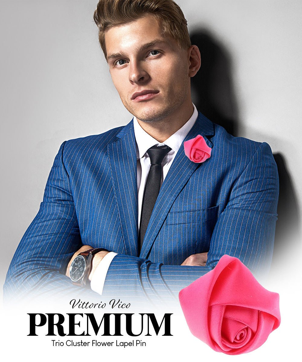 Rose Bud Flower Lapel Pin by Vittorio Vico (solidlapel - bud - hotpink) for Independent Retail Stores by Dubal Brothers