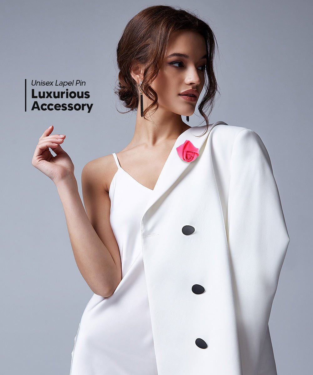 Rose Bud Flower Lapel Pin by Vittorio Vico (solidlapel - bud - hotpink) for Independent Retail Stores by Dubal Brothers
