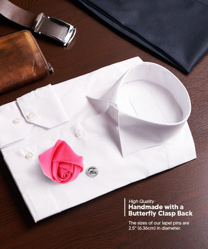 Rose Bud Flower Lapel Pin by Vittorio Vico (solidlapel - bud - hotpink) for Independent Retail Stores by Dubal Brothers