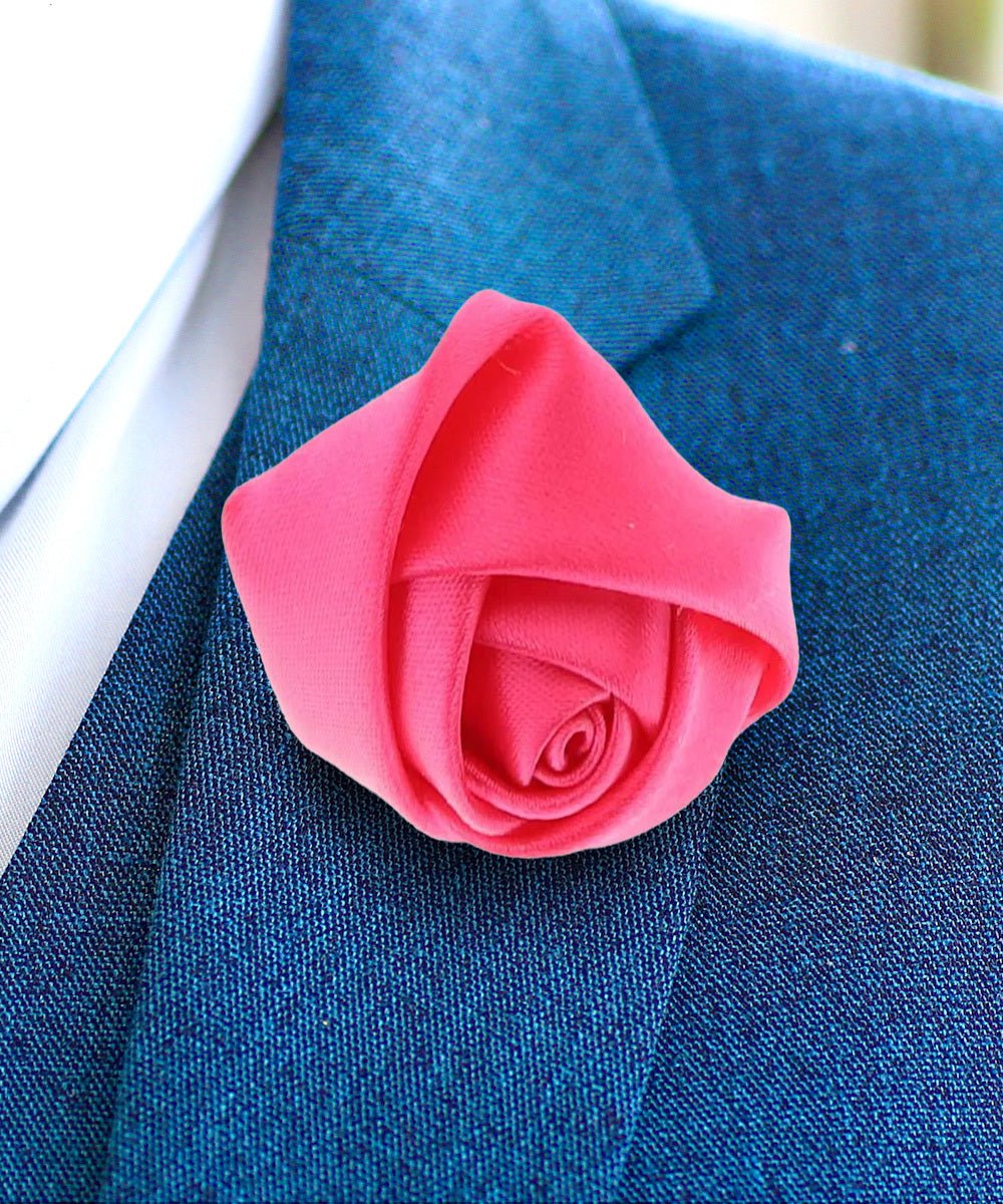 Rose Bud Flower Lapel Pin by Vittorio Vico (solidlapel - bud - hotpink) for Independent Retail Stores by Dubal Brothers