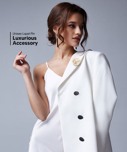 Rose Bud Flower Lapel Pin by Vittorio Vico (solidlapel - bud - ivory) for Independent Retail Stores by Dubal Brothers