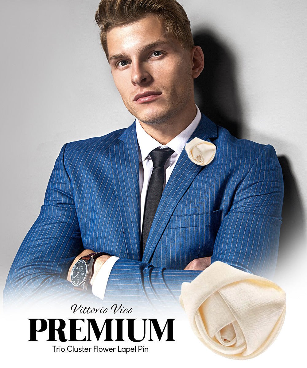 Rose Bud Flower Lapel Pin by Vittorio Vico (solidlapel - bud - ivory) for Independent Retail Stores by Dubal Brothers