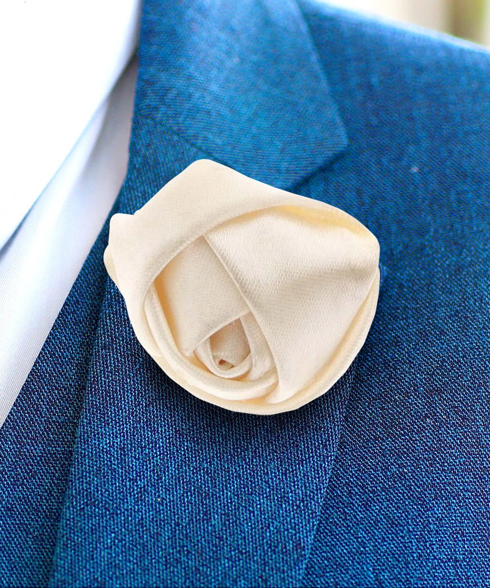 Rose Bud Flower Lapel Pin by Vittorio Vico (solidlapel - bud - ivory) for Independent Retail Stores by Dubal Brothers