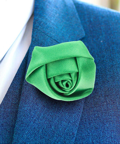 Rose Bud Flower Lapel Pin by Vittorio Vico (solidlapel - bud - kelly) for Independent Retail Stores by Dubal Brothers
