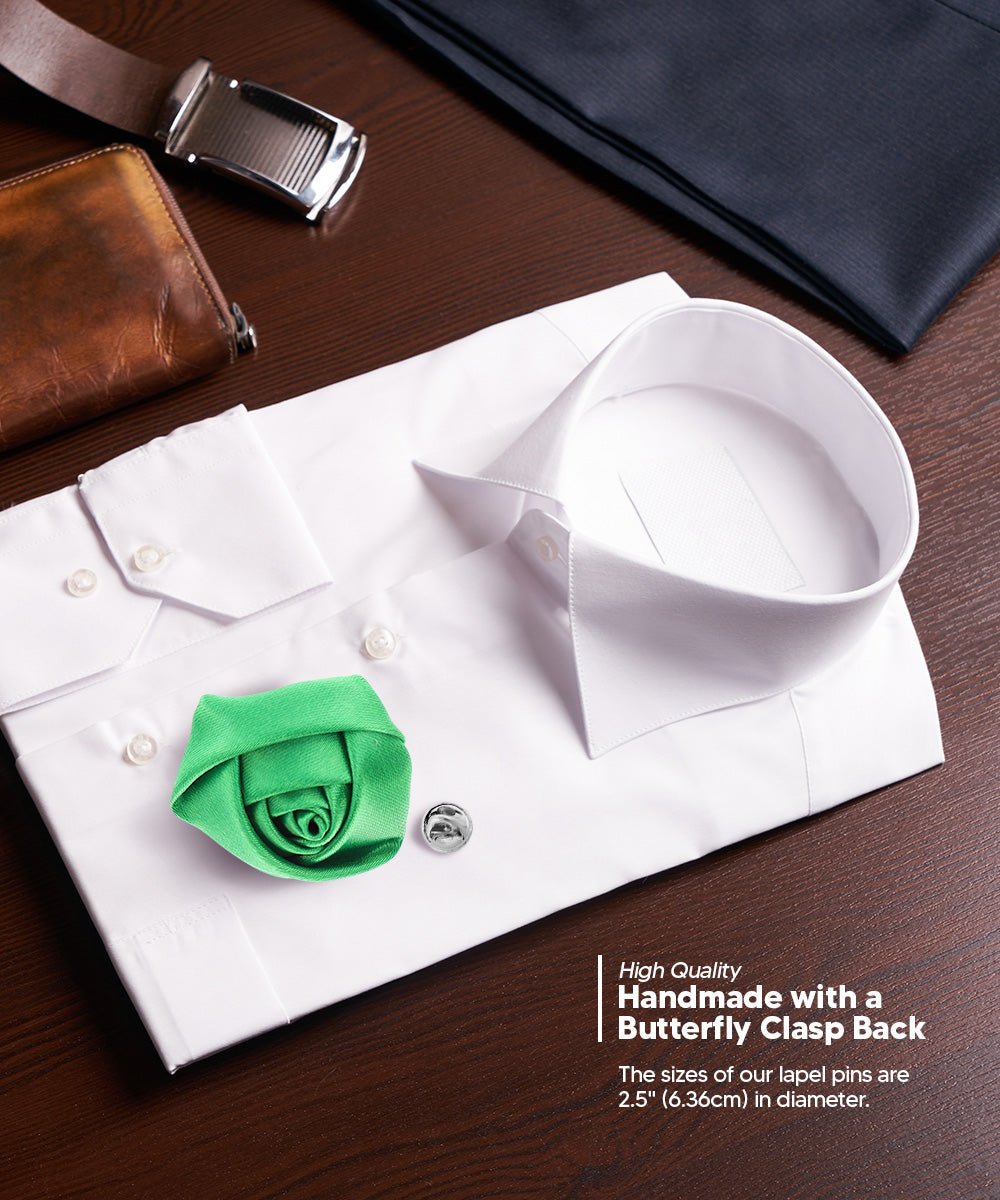 Rose Bud Flower Lapel Pin by Vittorio Vico (solidlapel - bud - kelly) for Independent Retail Stores by Dubal Brothers