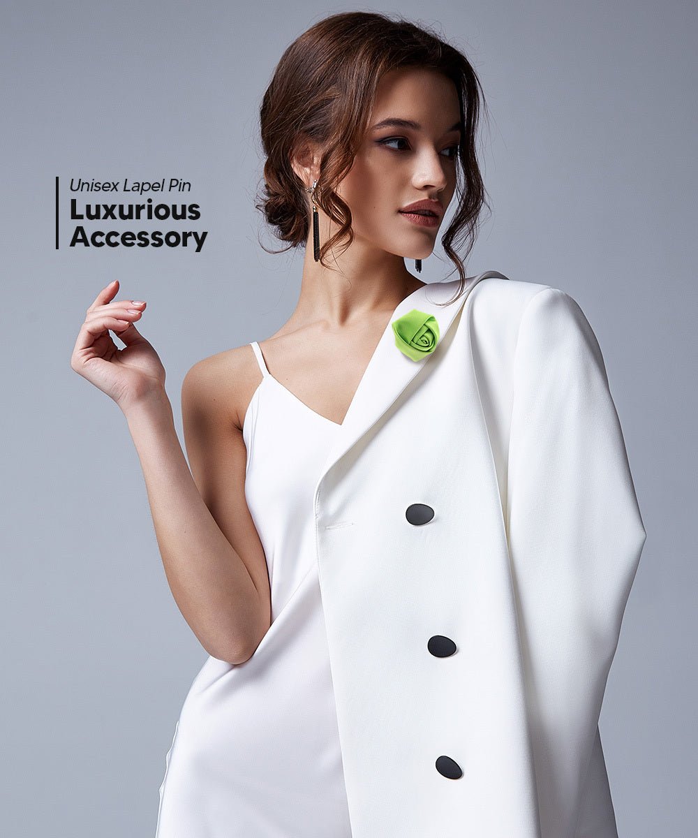 Rose Bud Flower Lapel Pin by Vittorio Vico (solidlapel - bud - lime) for Independent Retail Stores by Dubal Brothers