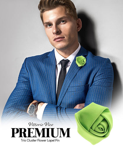 Rose Bud Flower Lapel Pin by Vittorio Vico (solidlapel - bud - lime) for Independent Retail Stores by Dubal Brothers
