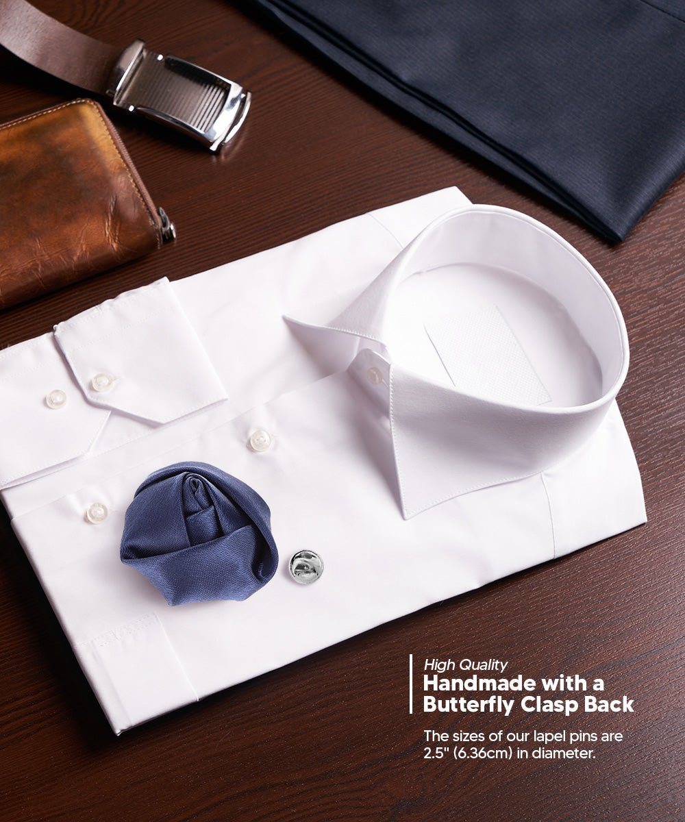 Rose Bud Flower Lapel Pin by Vittorio Vico (solidlapel - bud - navy) for Independent Retail Stores by Dubal Brothers