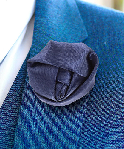 Rose Bud Flower Lapel Pin by Vittorio Vico (solidlapel - bud - navy) for Independent Retail Stores by Dubal Brothers
