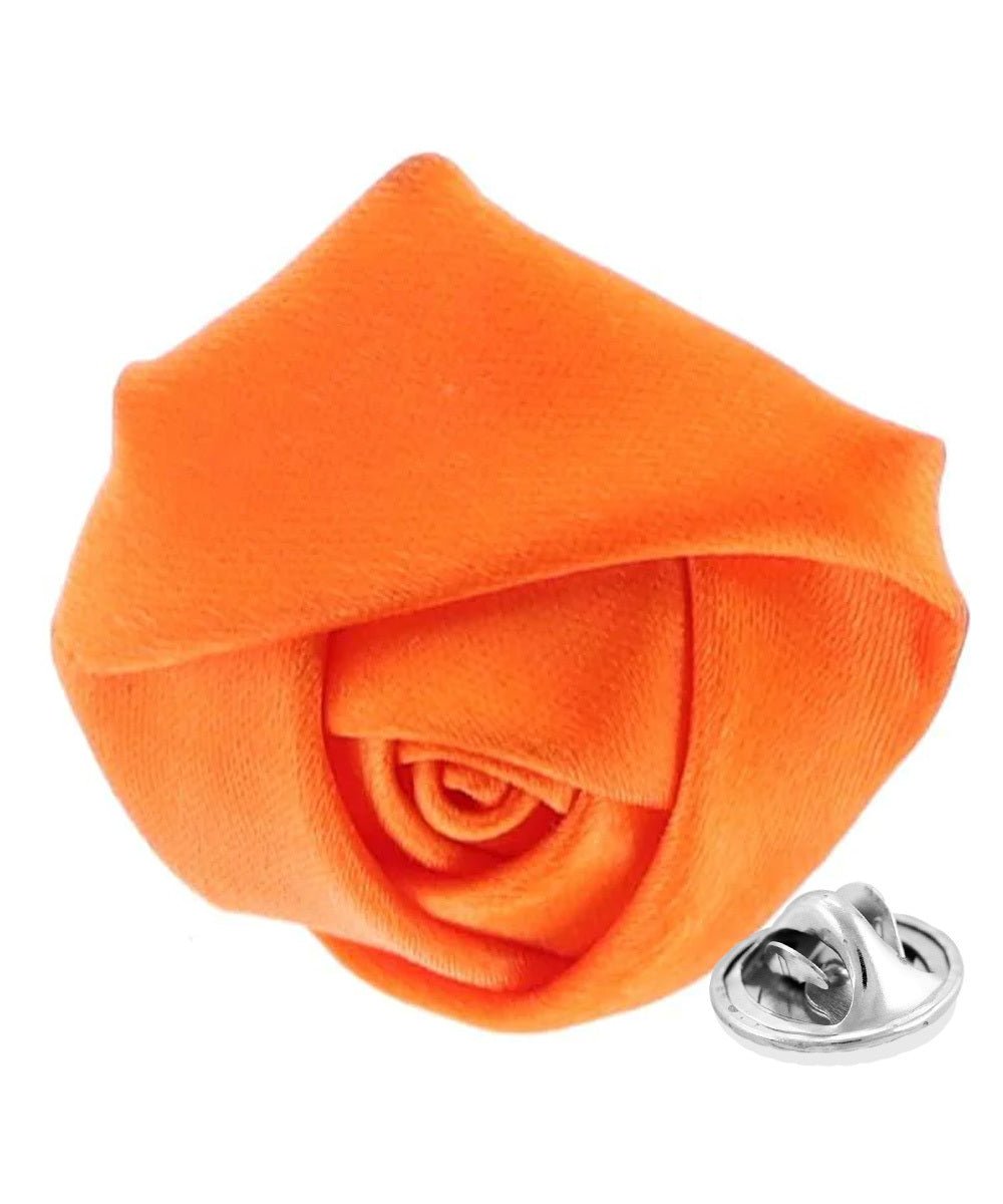 Rose Bud Flower Lapel Pin by Vittorio Vico (solidlapel - bud - orange) for Independent Retail Stores by Dubal Brothers