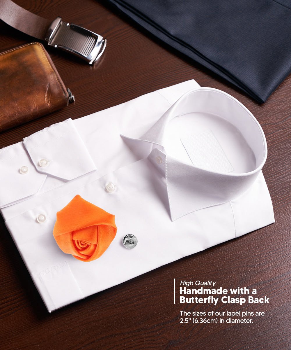 Rose Bud Flower Lapel Pin by Vittorio Vico (solidlapel - bud - orange) for Independent Retail Stores by Dubal Brothers