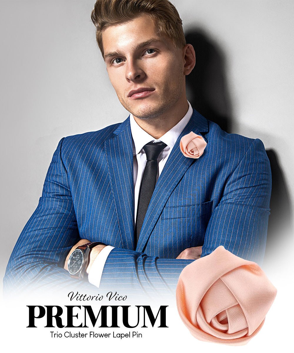 Rose Bud Flower Lapel Pin by Vittorio Vico (solidlapel - bud - peach) for Independent Retail Stores by Dubal Brothers