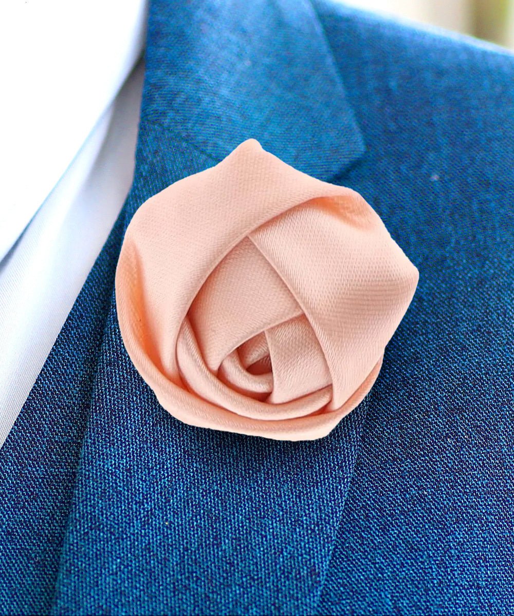 Rose Bud Flower Lapel Pin by Vittorio Vico (solidlapel - bud - peach) for Independent Retail Stores by Dubal Brothers