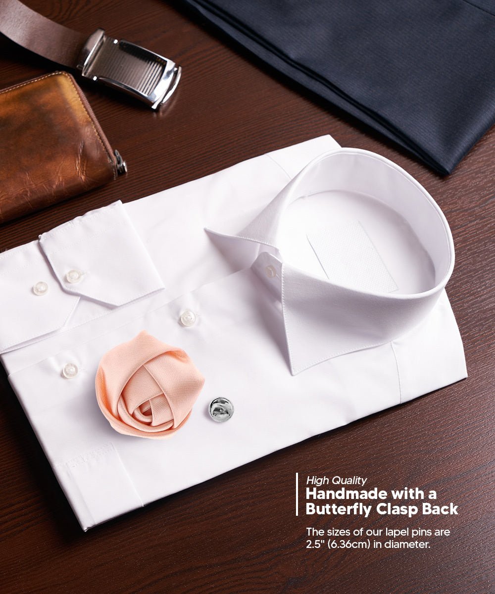 Rose Bud Flower Lapel Pin by Vittorio Vico (solidlapel - bud - peach) for Independent Retail Stores by Dubal Brothers