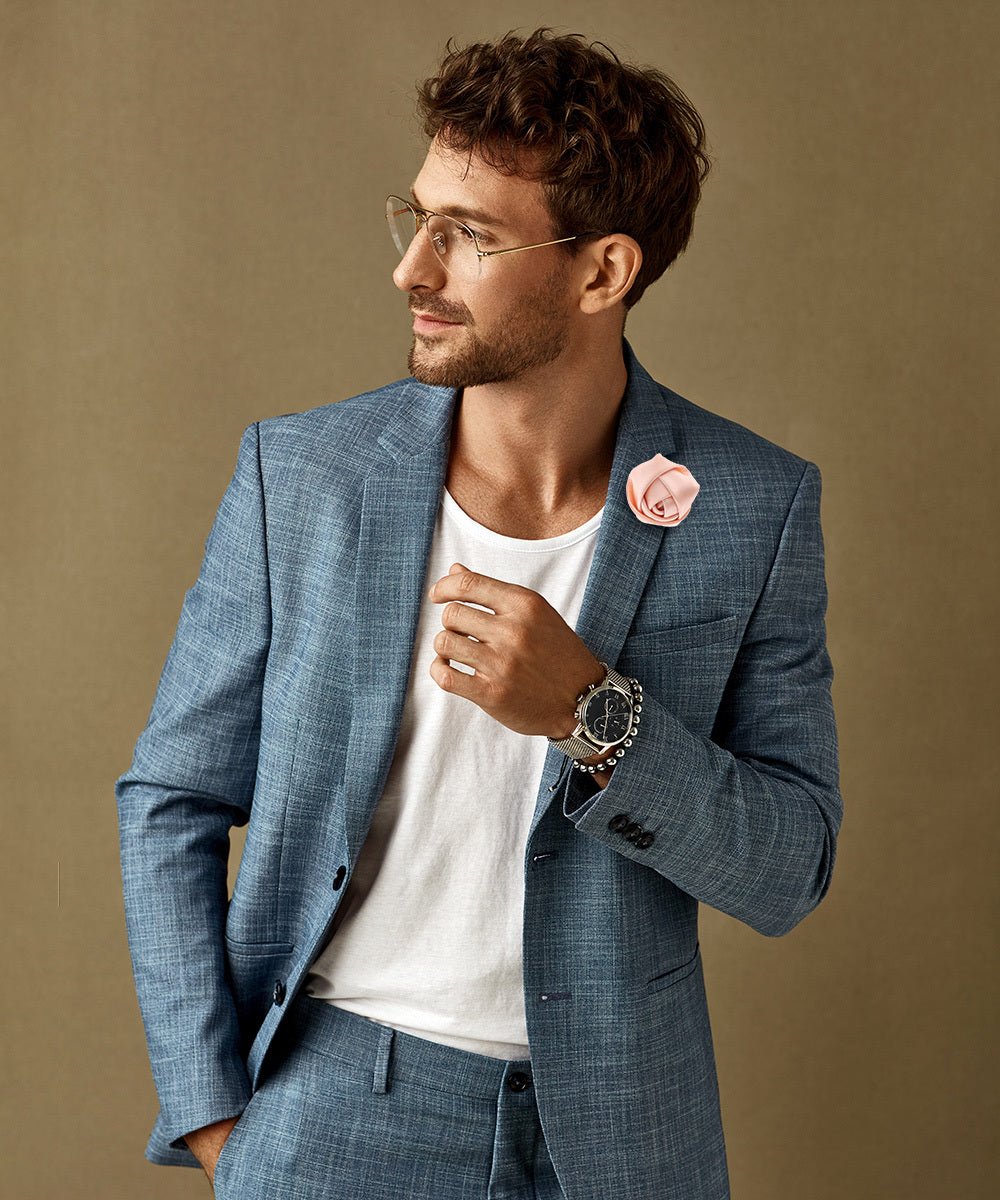 Rose Bud Flower Lapel Pin by Vittorio Vico (solidlapel - bud - peach) for Independent Retail Stores by Dubal Brothers