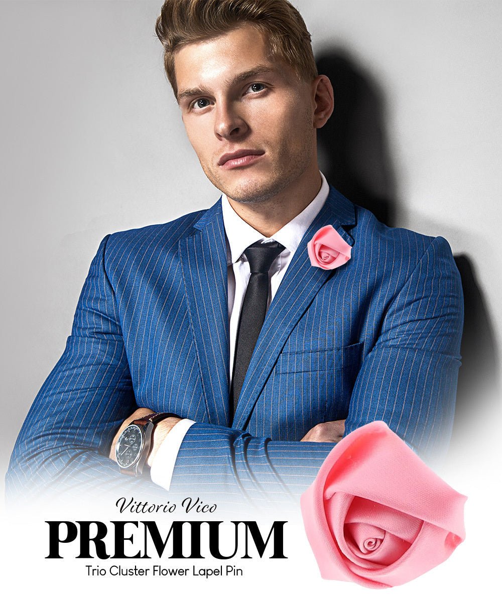 Rose Bud Flower Lapel Pin by Vittorio Vico (solidlapel - bud - pink) for Independent Retail Stores by Dubal Brothers