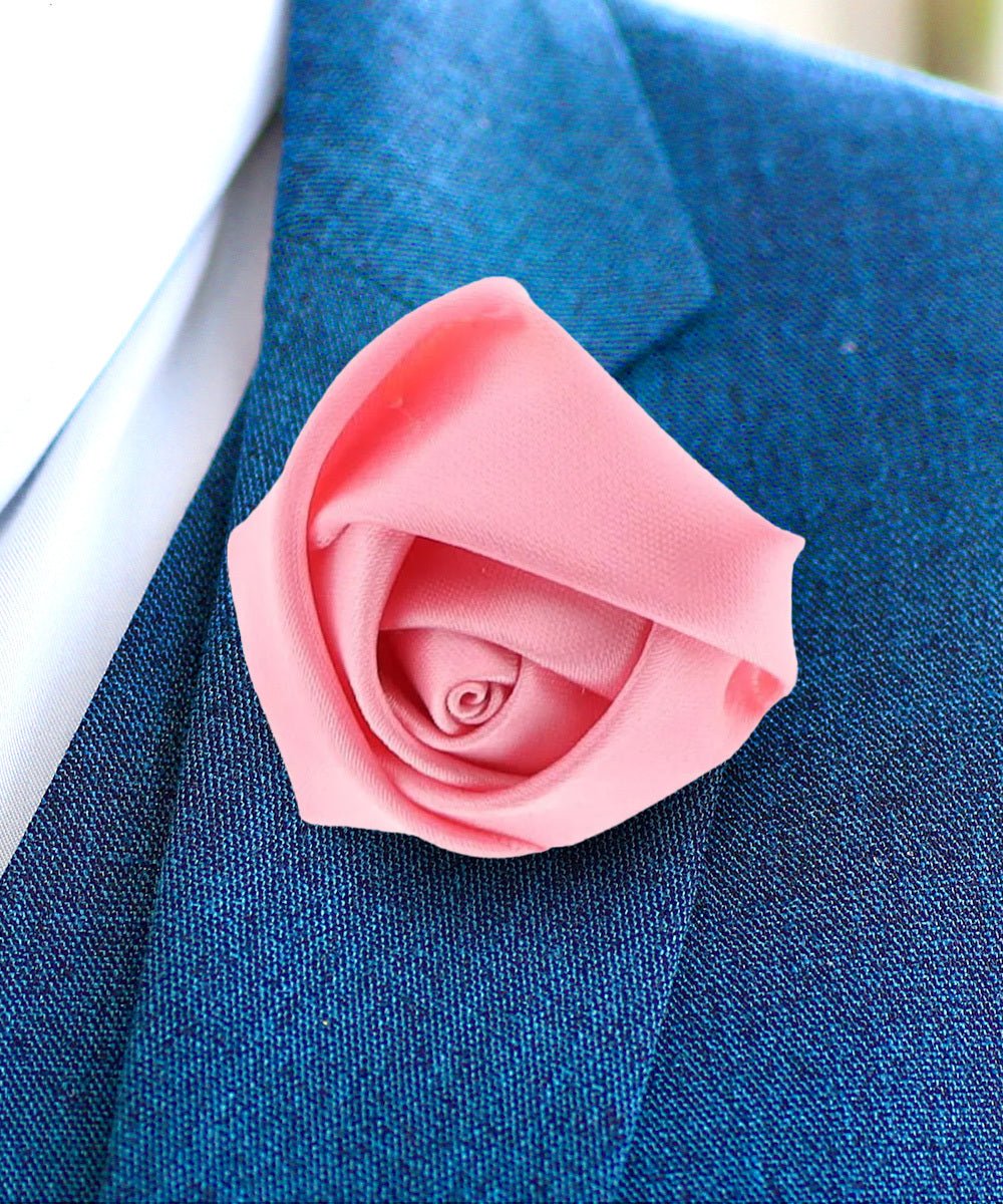 Rose Bud Flower Lapel Pin by Vittorio Vico (solidlapel - bud - pink) for Independent Retail Stores by Dubal Brothers