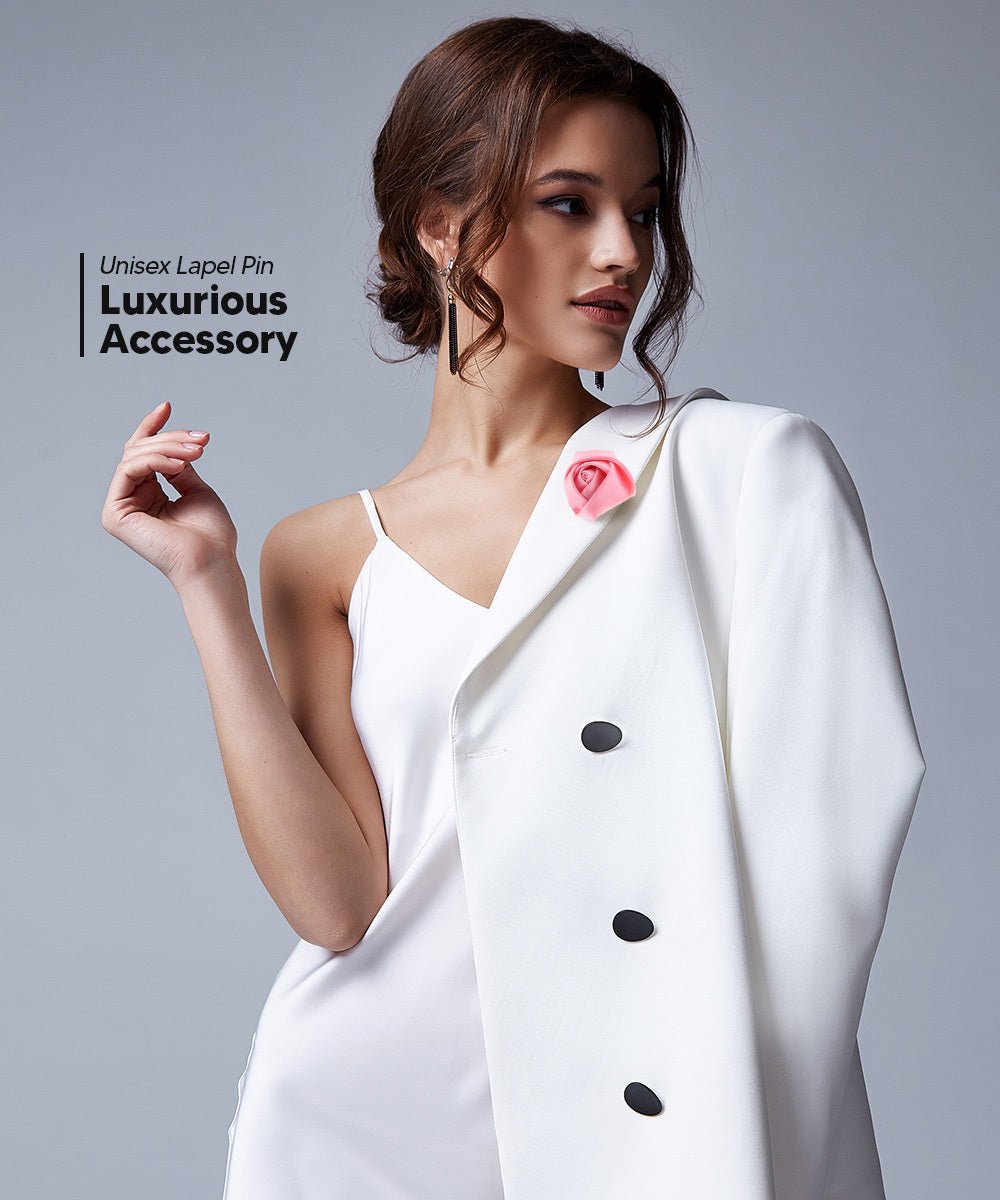 Rose Bud Flower Lapel Pin by Vittorio Vico (solidlapel - bud - pink) for Independent Retail Stores by Dubal Brothers
