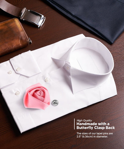 Rose Bud Flower Lapel Pin by Vittorio Vico (solidlapel - bud - pink) for Independent Retail Stores by Dubal Brothers