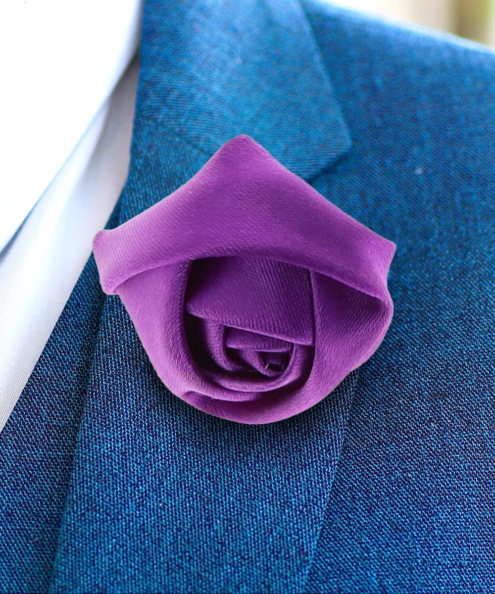 Rose Bud Flower Lapel Pin by Vittorio Vico (solidlapel - bud - purple) for Independent Retail Stores by Dubal Brothers