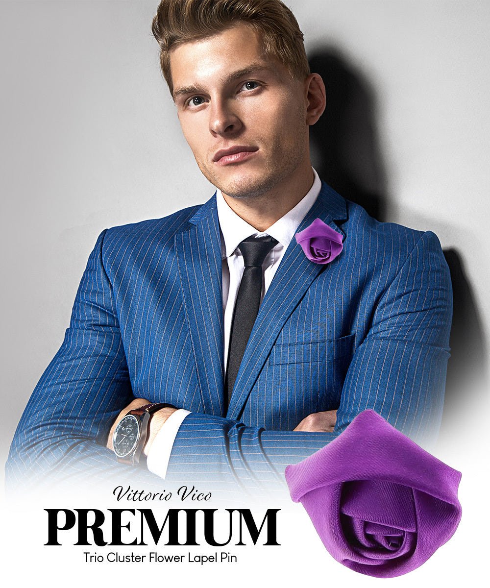 Rose Bud Flower Lapel Pin by Vittorio Vico (solidlapel - bud - purple) for Independent Retail Stores by Dubal Brothers