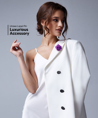 Rose Bud Flower Lapel Pin by Vittorio Vico (solidlapel - bud - purple) for Independent Retail Stores by Dubal Brothers